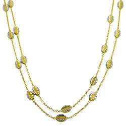 14k Two tone Gold Bean Station Necklace  