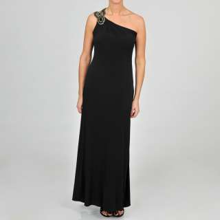 Jackie Jon Womens One Shoulder Embellished Evening Gown   