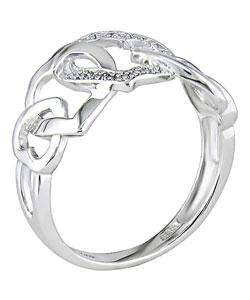 10k White Gold Diamond Interlocking Hearts Ring (H I,I1 I2 