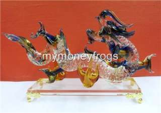 Oriental Chinese Lucky Clear Glass Hand Made Craft Feng Shui Dragon 
