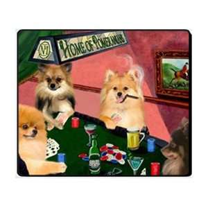  4 Dogs Playing Poker Pomeranian Mousepad