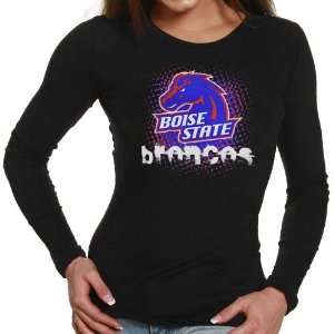 Boise State Broncos Ladies Black Mascot Matrix Long Sleeve T shirt 