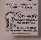 1954 Matchbook Richards Eating Place Harlingen TX MB