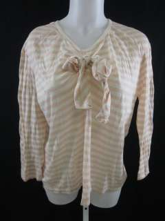 MARC JACOBS Pink Ivory Striped Bow Neck Shirt Top Sz 6  