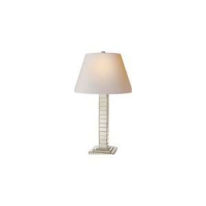  Chart House Mirrored Column Table Lamp with Natural Paper 