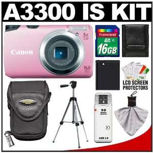  Canon PowerShot A3300 IS Digital Elph Camera (Pink) with 