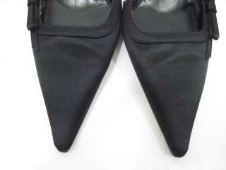 VERA WANG Black Satin Bow Slides Mules Heels Shoes 8M  