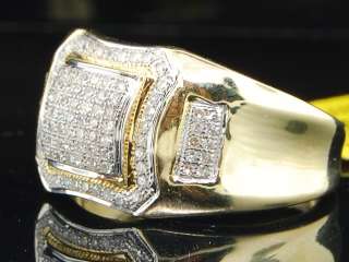   YELLOW GOLD ROUND PAVE DIAMOND PINKY RING CURVY ENGAGEMENT BAND  