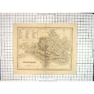 Antique Map Dorsetshire England Dorchester Weymouth Lyme Regis