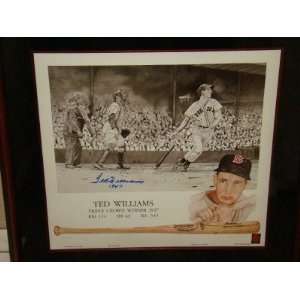  Ted Williams SIGNED Framed LITHOGRAPH LE /521 RED SOX 