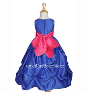 ROYAL BLUE FUCHSIA PINK BRIDAL GIRL DRESS 6M 2 4 6 8 10  
