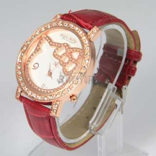7pcs HelloKitty Lady Girl Crystal Quartz Jewelry Wristwatch Party gift 