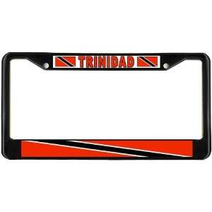  Trinidad Flag Black License Plate Frame Metal Holder 