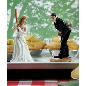   with Groom Pitching Cake Toppers   Bride at Home Base
