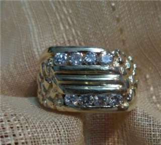 Mens 14k yellow gold .48ct diamond nugget ring size 9  