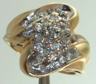 10k yellow gold .50ct diamond cluster ring vintage 4.9g  