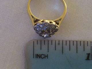 EDWARDIAN 18CT GOLD PLATINUM DIAMOND CLUSTER RING  