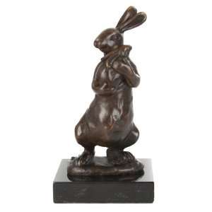   Hot Cast Bronze Rabbit Holding Baby Statue Sculpture