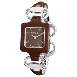 Gucci Womens 1921 Bangle Style Brown Leather Watch  