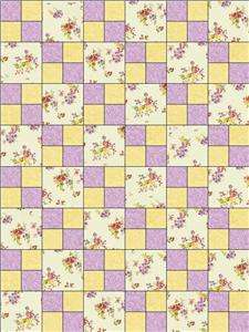   Yellow Lavender Floral Fabric Pre cut Quilt Quilting Kit Block  