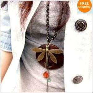   Womens Wood Dragonfly Pendant Long Necklaces x185 great gift  