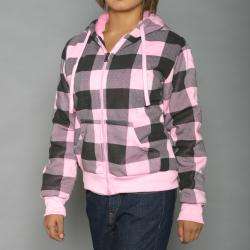   Sportswear Womens Pink/Black Plaid Hoodie Jacket  
