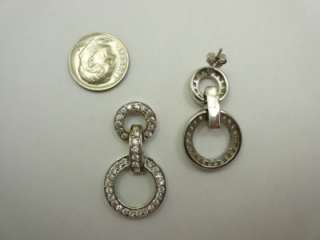 Sterling Silver Rhodium CZ Dangle Chandelier Earrings  