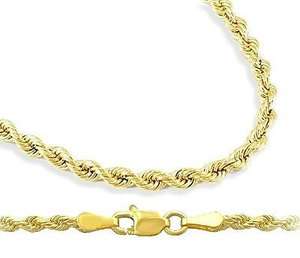 Mens Womens Chain 14k Yellow Gold Rope Necklace Solid Diamond Cut 1mm 