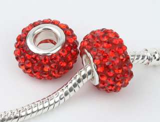 2pcs red Swarovski Crystal Charm Beads fit bracelet  