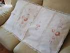 Crochet Lace Rose Cross Stitch Bed Sheet Valance QUEEN  