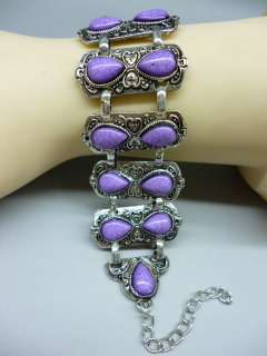 Fashion Jewellery Tibet Silver Purple Rhinestone Bracelet Bangle 