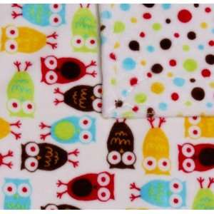  Owl & Polka Dot Boy or Girl Minky Toddlers Blanket   Great 