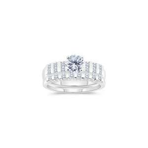  1.40 Cts Diamond Matching Ring Set in 14K White Gold 8.0 