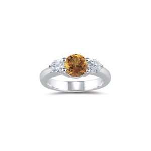  0.50 Ct Diamond & 1.06 Cts Citrine Ring in 14K White Gold 
