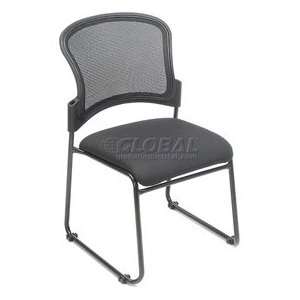   Mesh Back Stacking Chair With Fabric Upholstered Seat