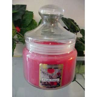   Floral Scented Apothecary Glass Jar Wax Candle 16 Oz.