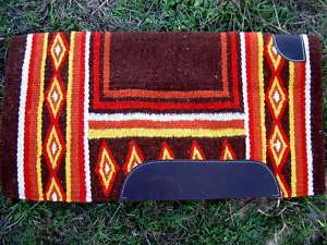 WOOL WESTERN SHOW TRAIL SADDLE PAD BLANKET BROWN YELLOW  
