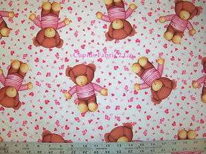 RJR Baby Love Adorable Teddy Bear Pink Fabric BTY  