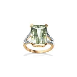   Green Amethyst And Diamond 10k Gold Ring Size 10 Lux Jewelers