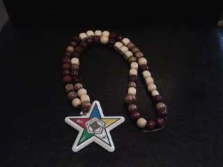 Order of the Eastern Star Wood Beaded Necklace  