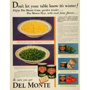  1931 Ad Del Monte Canned Vegetables Peas Corn Spinach 