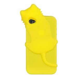 iPhone 4 and 4S 3D Silicone Skin Case   Yellow Cat (Package include a 