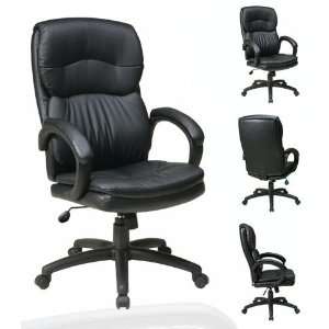 Work Smart High Back Black Eco Leather Executive Chair with Padded 