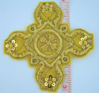 Gothic Gold Bullion Vestment Patch Cross Applique 3  