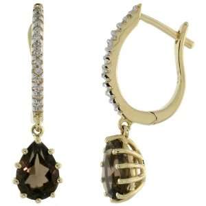 14k Gold Diamond Dangle Earrings, w/ 0.06 Carat Brilliant Cut Diamonds 
