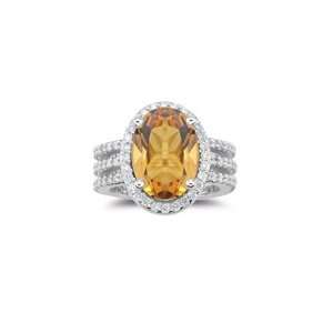  0.94 Ct Diamond & 4.67 Cts Citrine Ring in 18K White Gold 