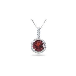  0.19 Cts Diamond & 1.56 Cts Garnet Pendant in Platinum 