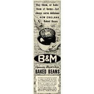  1943 Ad Genuine Brick Oven Backed Beans Side Dish Food 