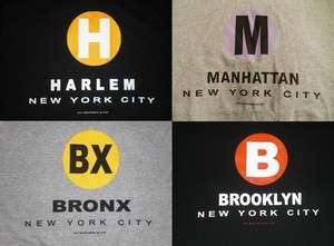   Bronx, Harlem, Manhattan T Shirts. MTA Subway T Shirts, New York City