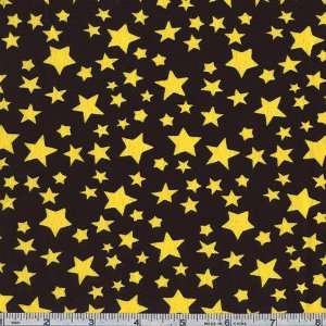  45 Wide Playing Cat and Mouse Stars Black Fabric By The 